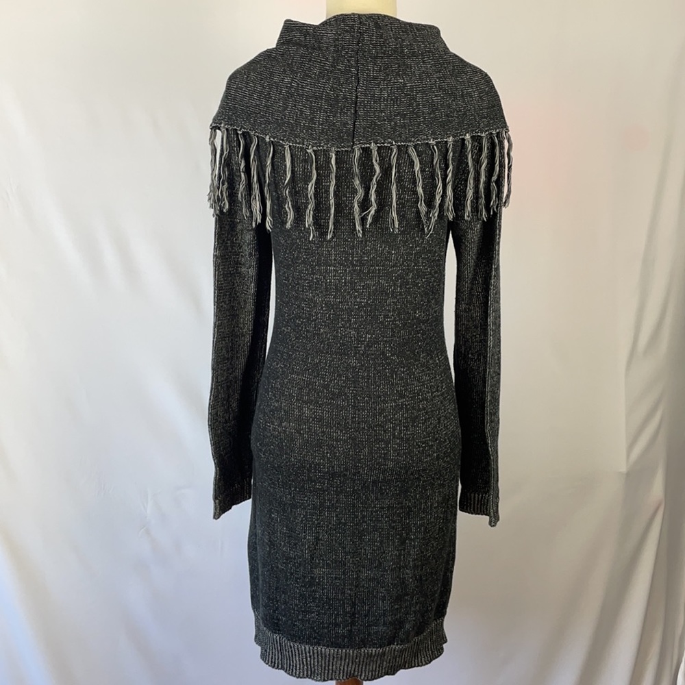 Romeo & Juliet Couture Black and Gray Fringe Sweater Dress - Size Small - Picture 7 of 12